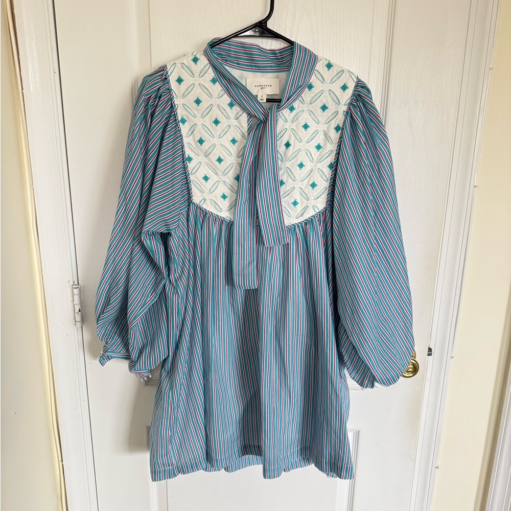 Tuckernuck Pomander Place Striped Bohemian Cottagecore Mini Dress - Picture 3 of 6